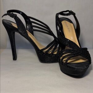 Gianni Bini Glittery Black Strappy Heels